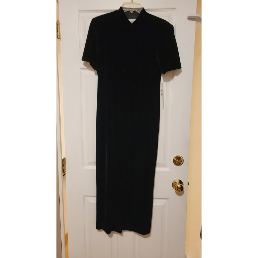 J. Stevens by Carol Escritor VTG Black Velvet Button Down Dress Size 8